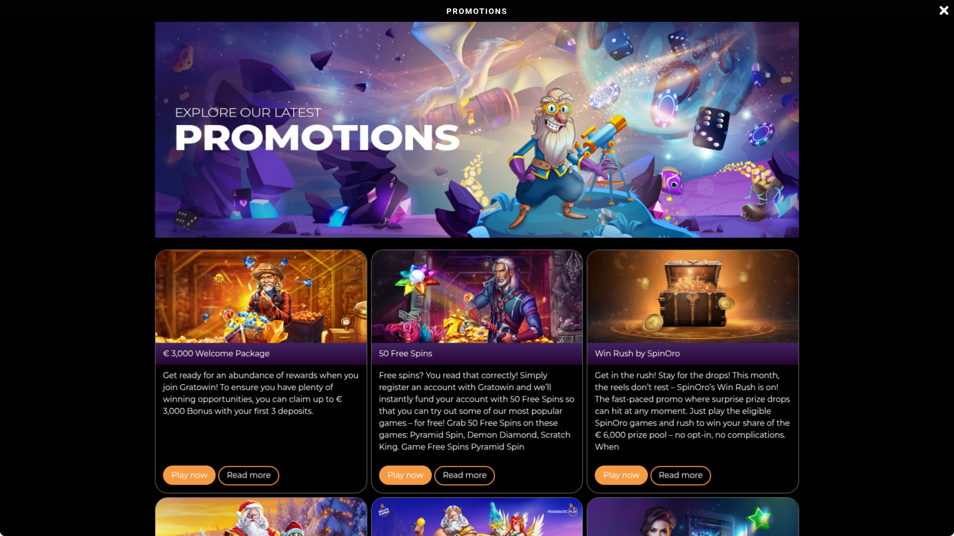 Акции Grato Win Casino для ПК