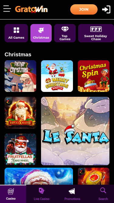 Мобильные рождественские игры Grato Win Casino