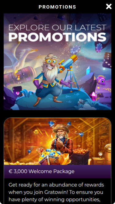 Мобильные акции Grato Win Casino