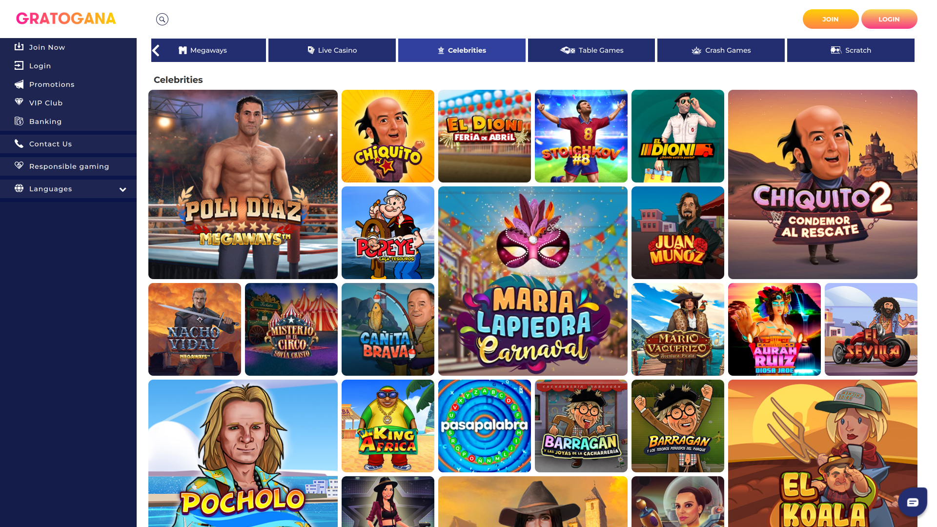 Gratogana Casino Desktop Celebrities