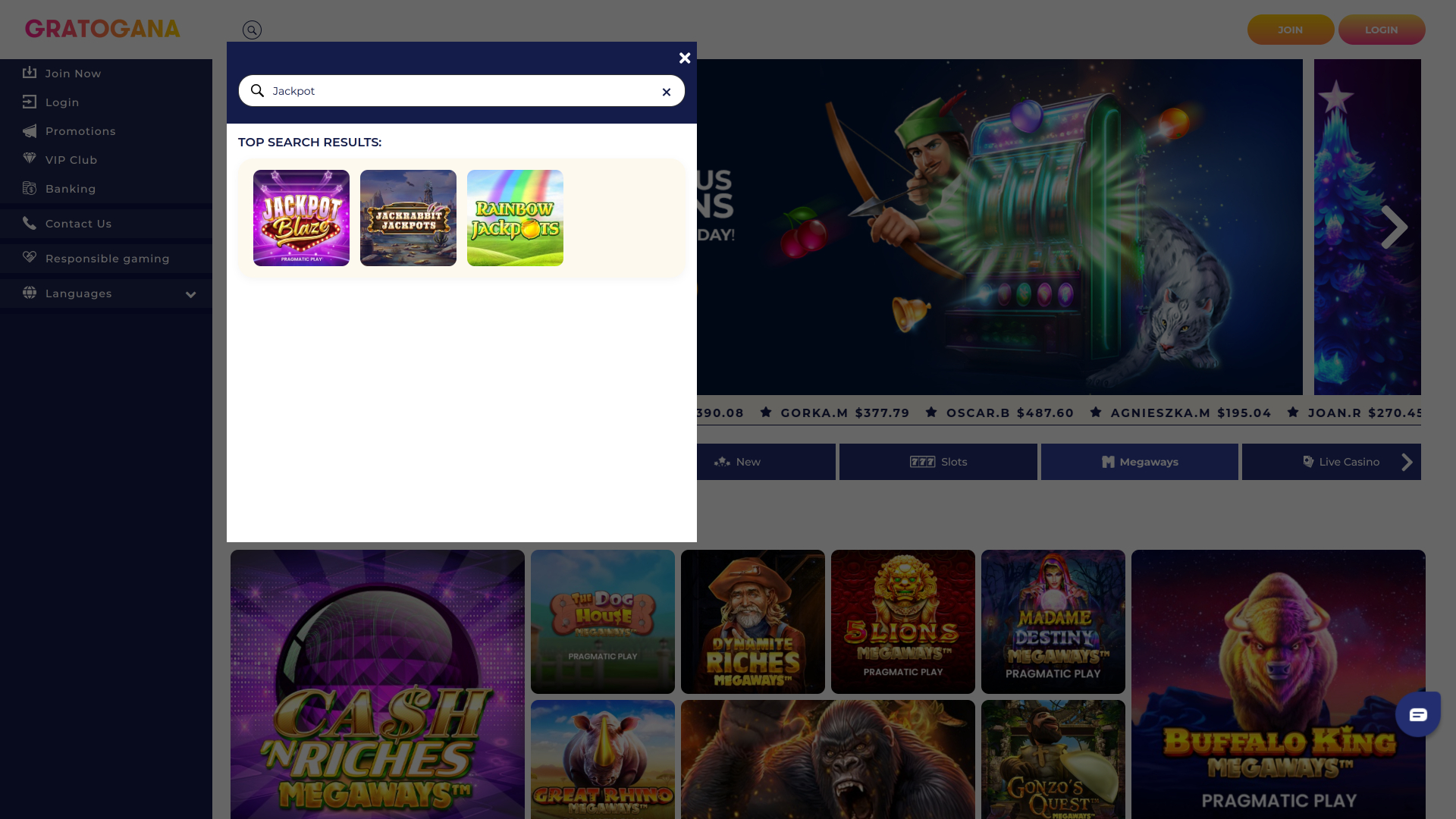 Gratogana Casino Desktop Jackpot