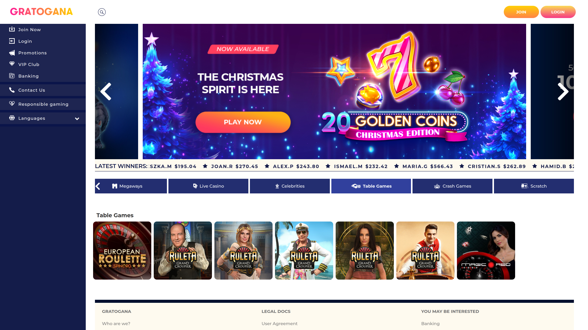 Gratogana Casino Desktop Live dealer