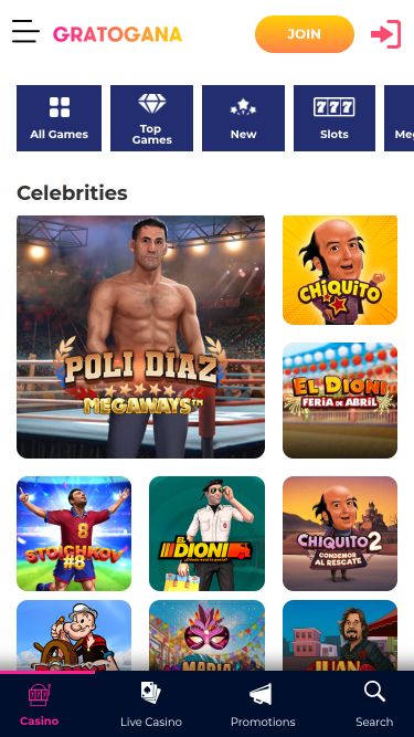 Gratogana Casino Mobile Celebrities