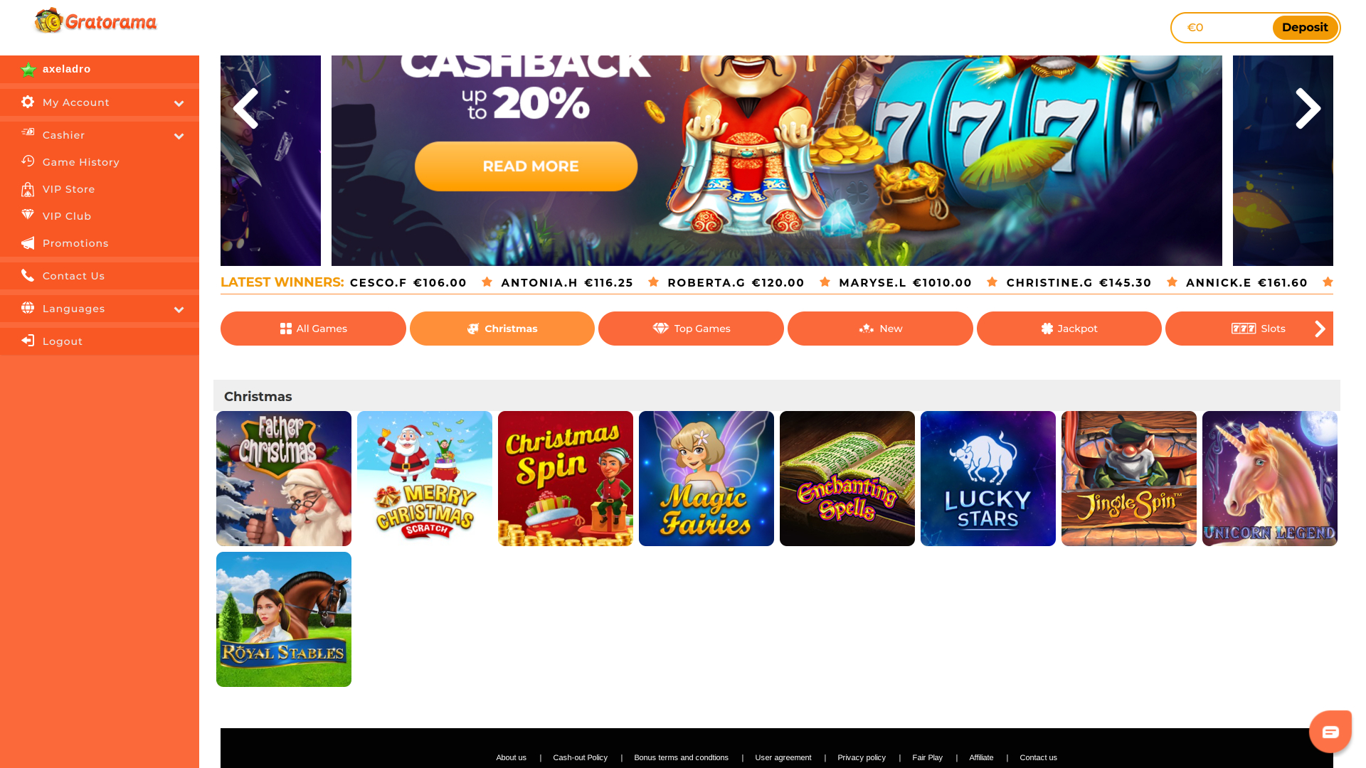 Рождественские игры на рабочем столе казино Gratorama