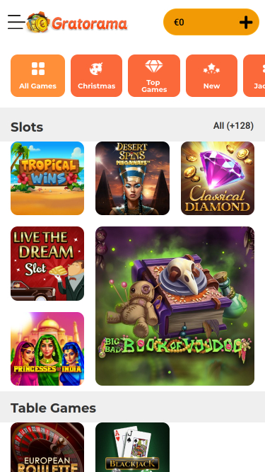Мобильные игры казино Gratorama