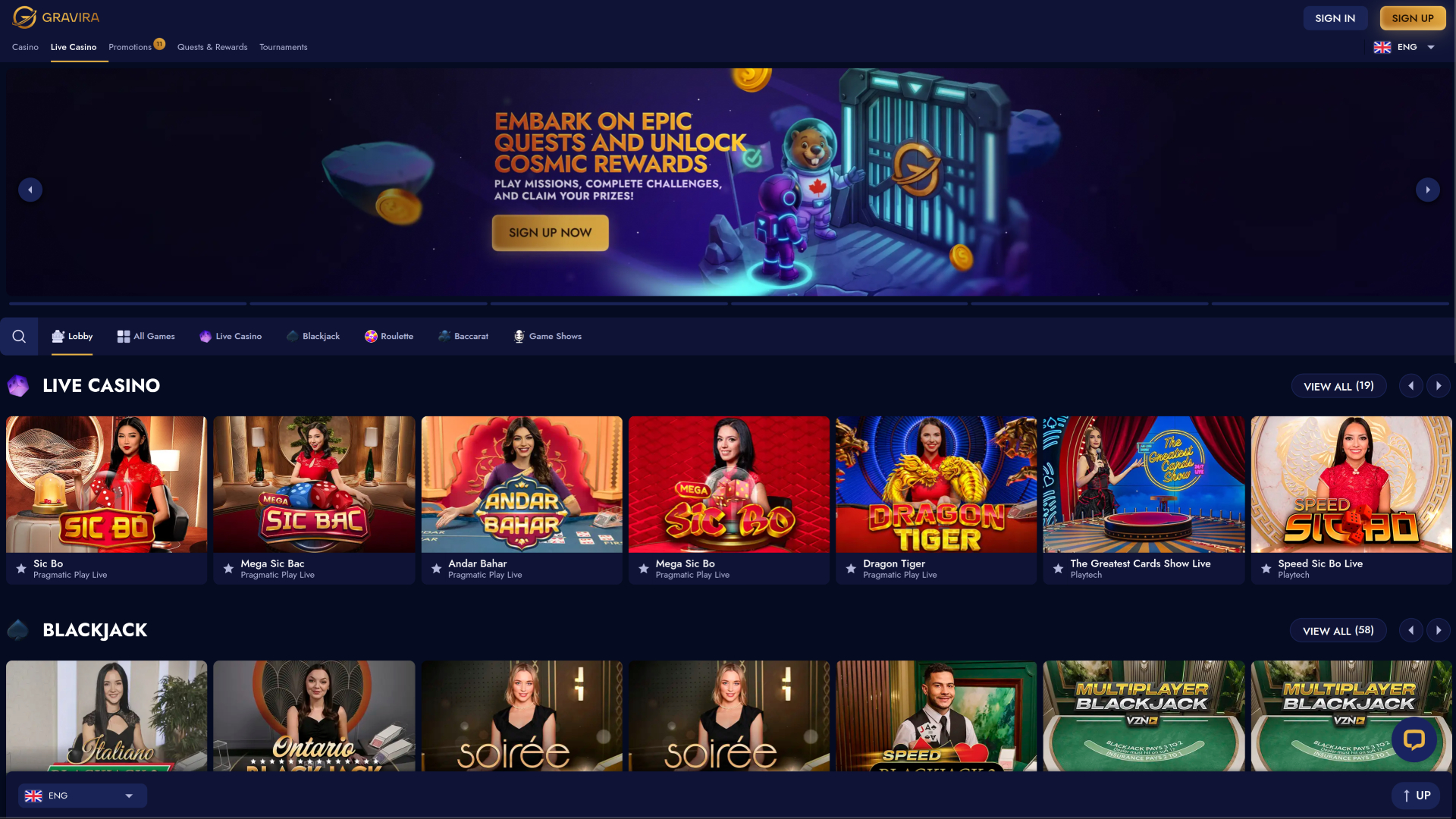 Casino Gravira con crupier en vivo de escritorio