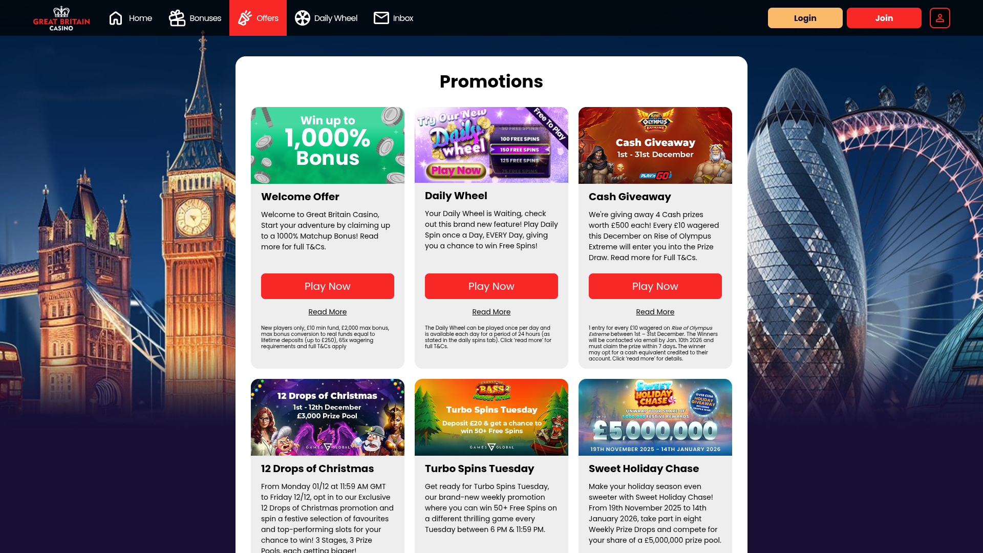 Great Britain Casino Desktop Promotions