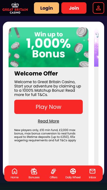 Great Britain Casino Mobile Promotions