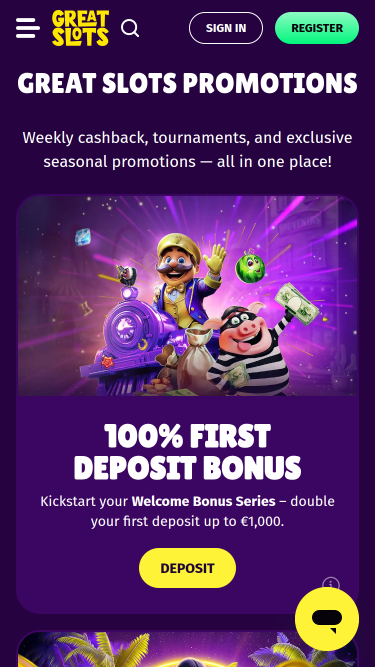 Jeux mobiles du casino GreatSlots