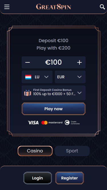 Домашняя страница мобильного казино Greatspin