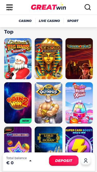 Jeux mobiles de Greatwin Casino