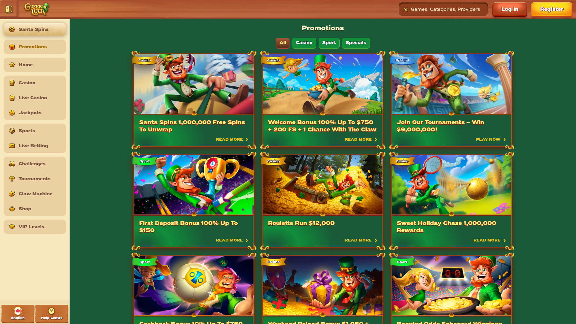 Promotions GreenLuck Casino sur ordinateur