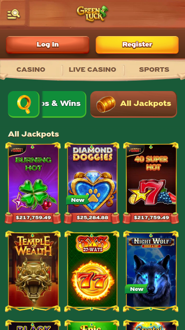 Jackpot mobile du casino GreenLuck