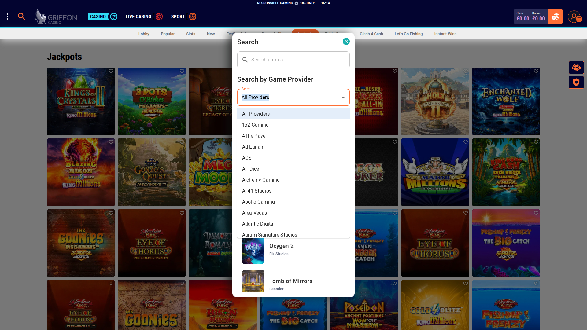Développeurs du jeu de casino Griffon pour ordinateur