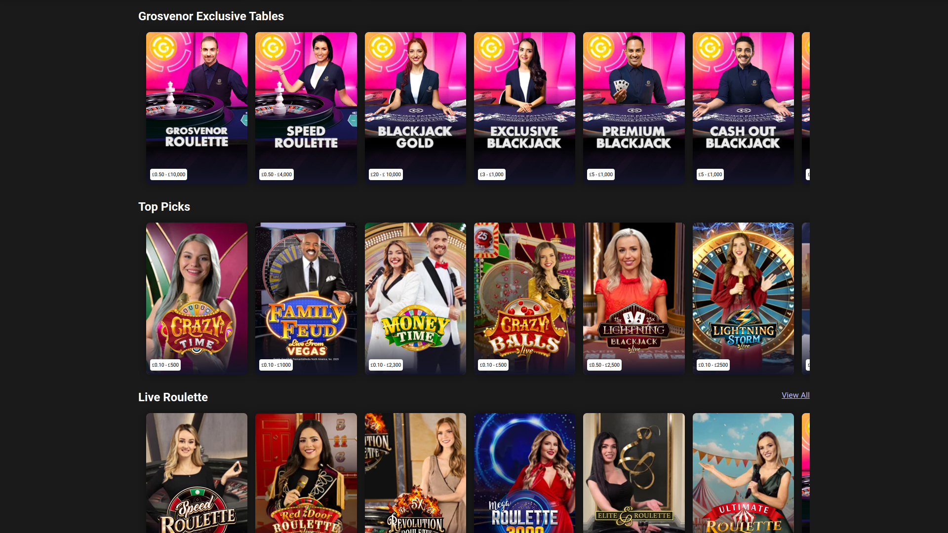 Grosvenor Casino sur ordinateur avec croupier en direct