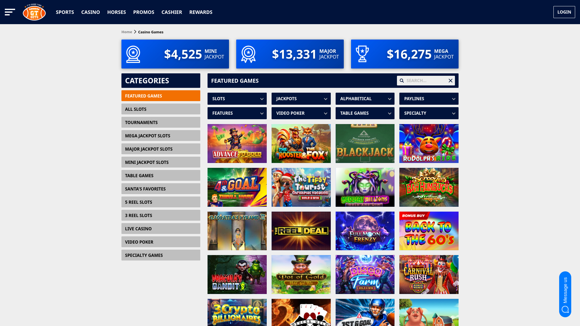 GTbets Casino Desktop-Spiele