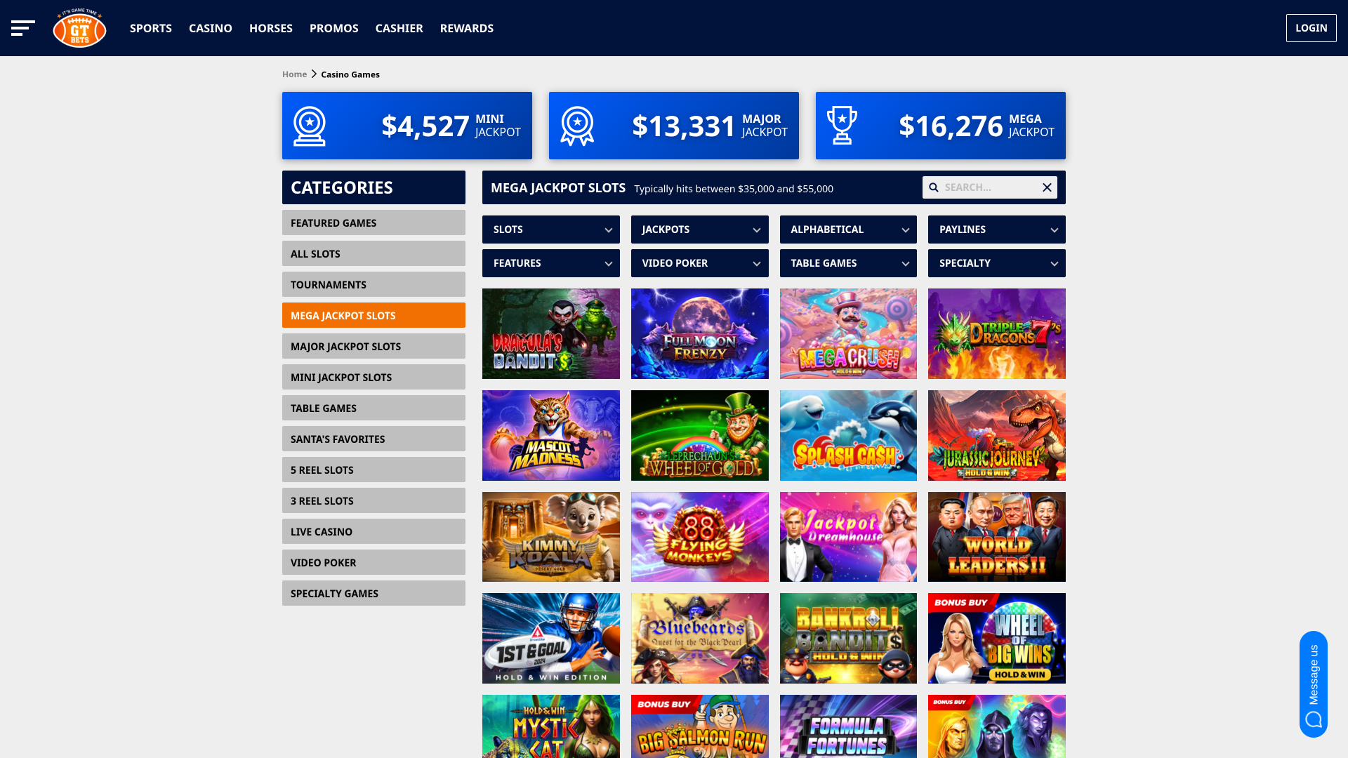GTbets Casino Desktop Jackpot