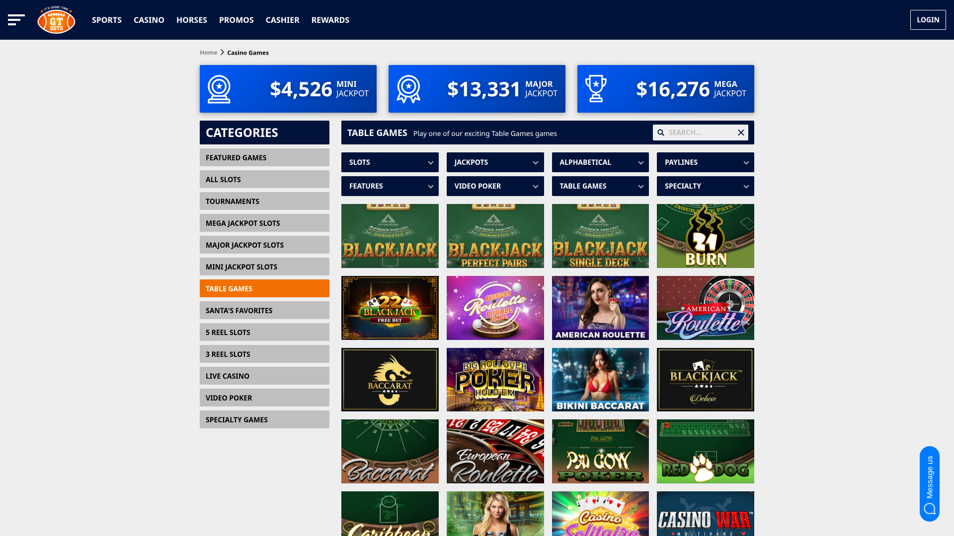 GTbets Casino Desktop Live-Dealer