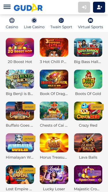 Jeux d'images mobiles du casino Gudar
