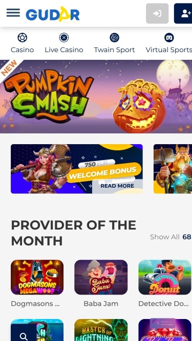 Gudar Casino Page d’accueil mobile
