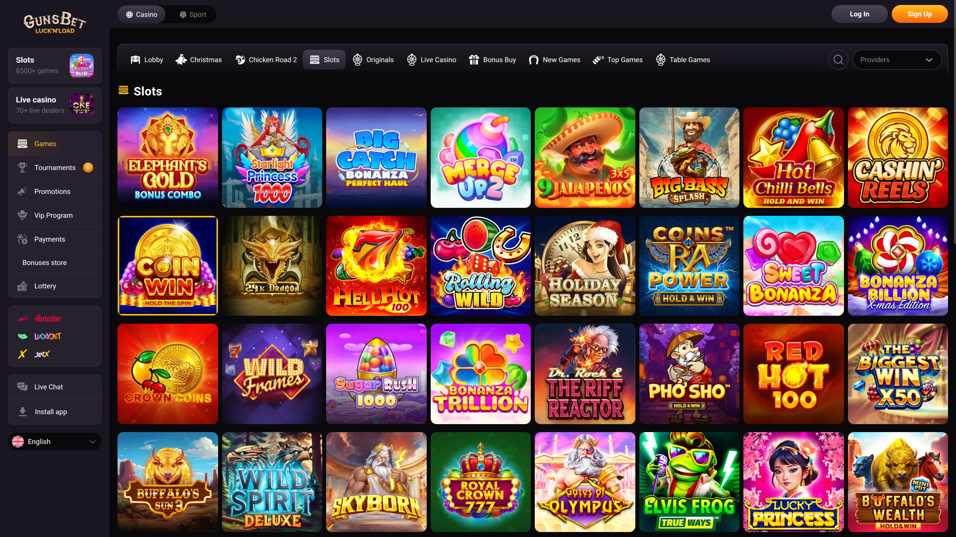 Giochi desktop del casinò Gunsbet