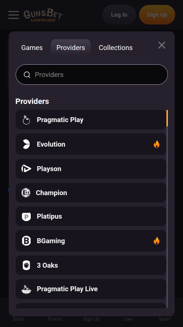 Sviluppatori di giochi per dispositivi mobili Gunsbet Casino
