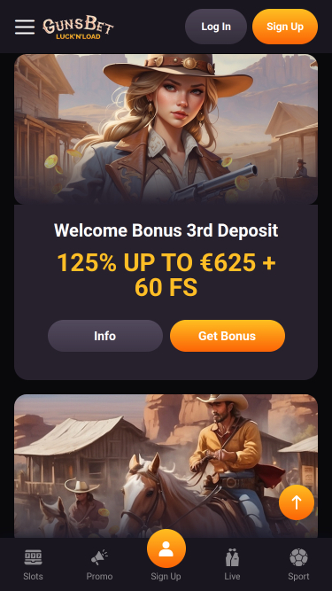 Promozioni mobile del casinò Gunsbet