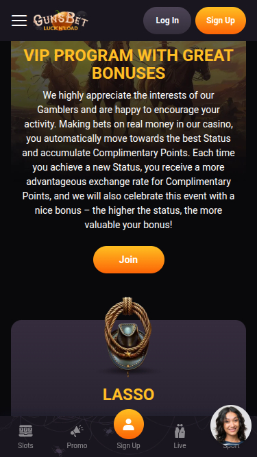 Programma VIP di Gunsbet Casino per Mobile