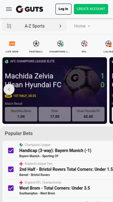 Guts Casino Mobile Sports