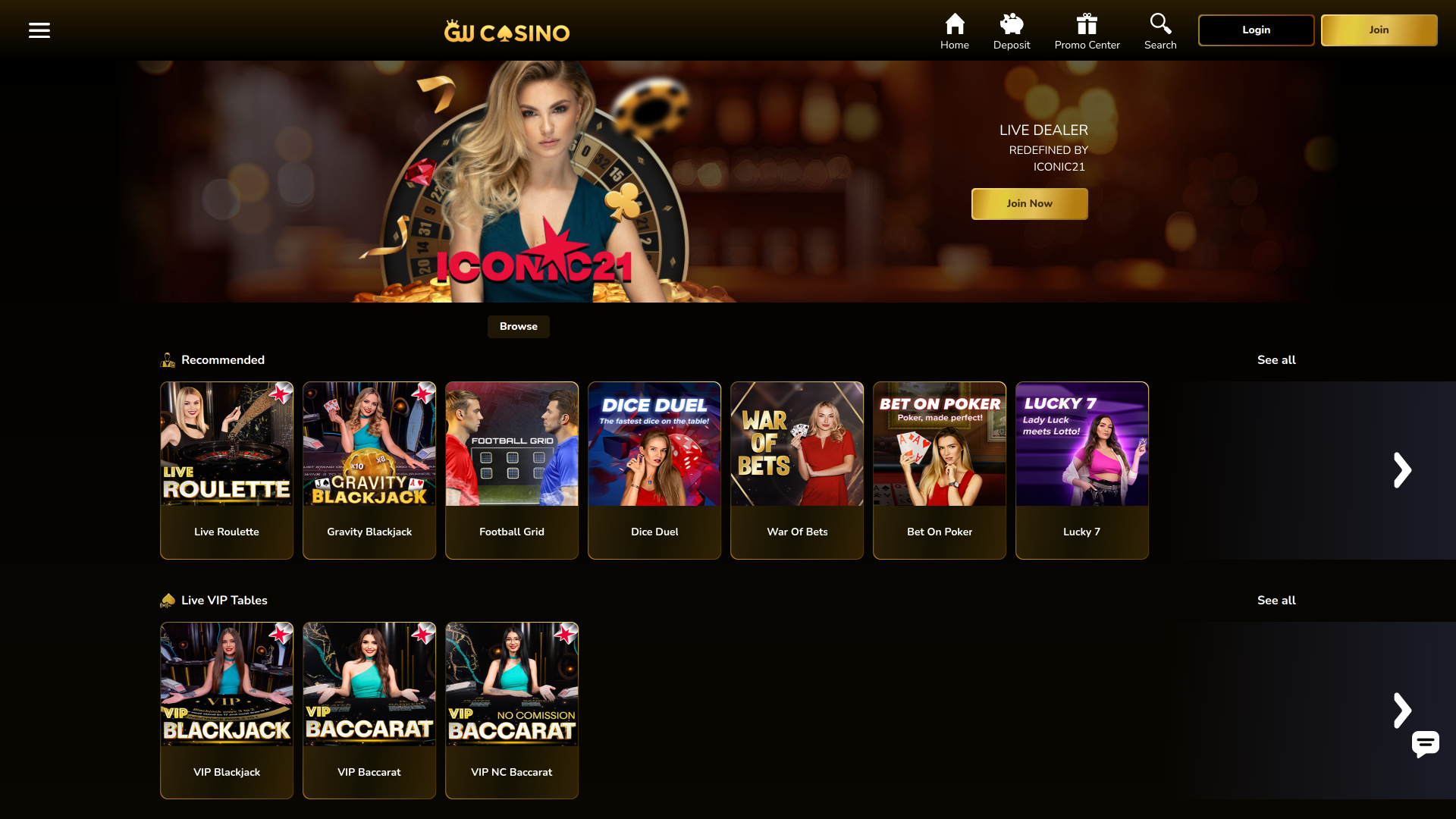 GW Casino sur ordinateur avec croupier en direct