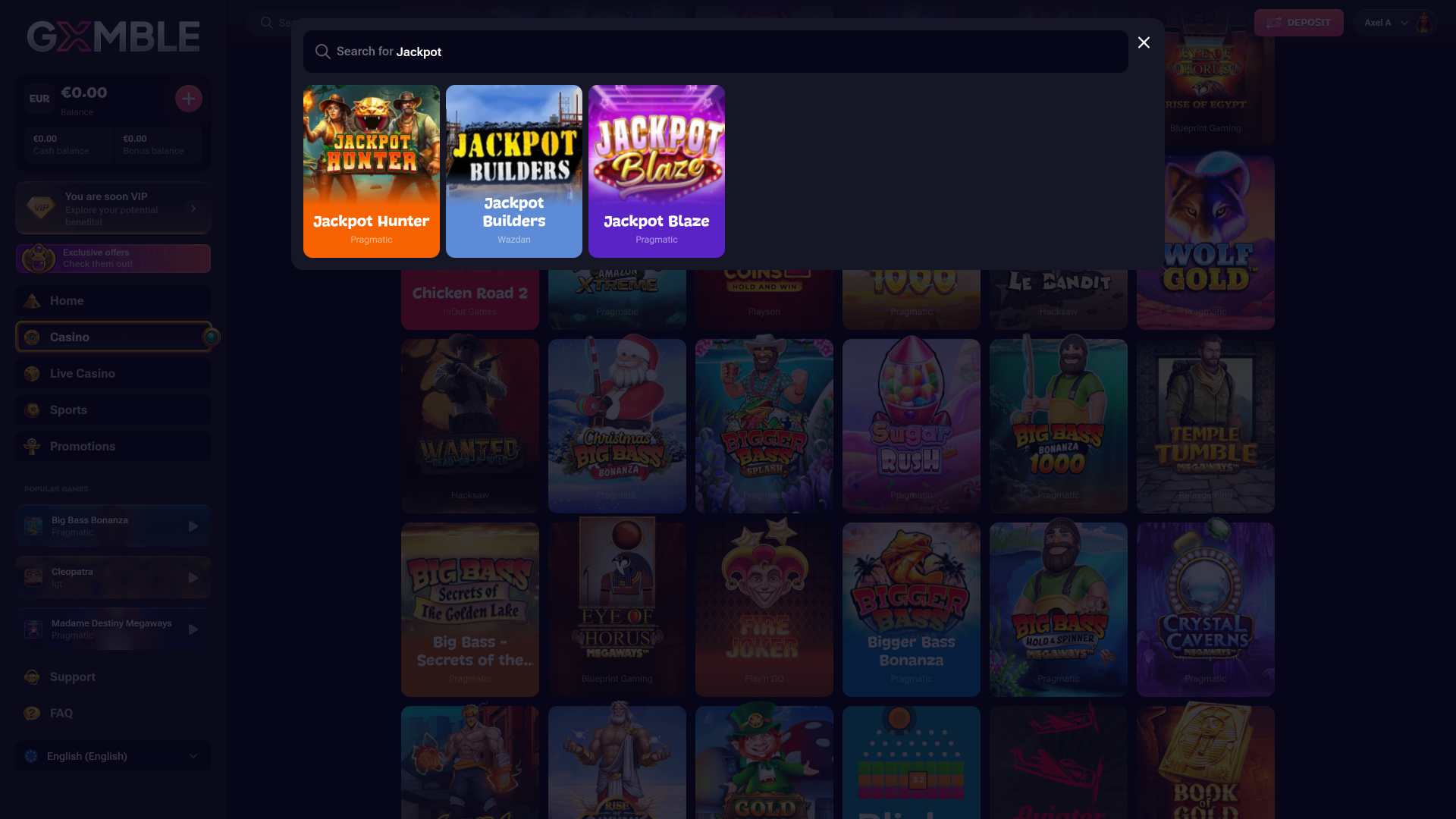 Jackpot de escritorio del casino Gxmble