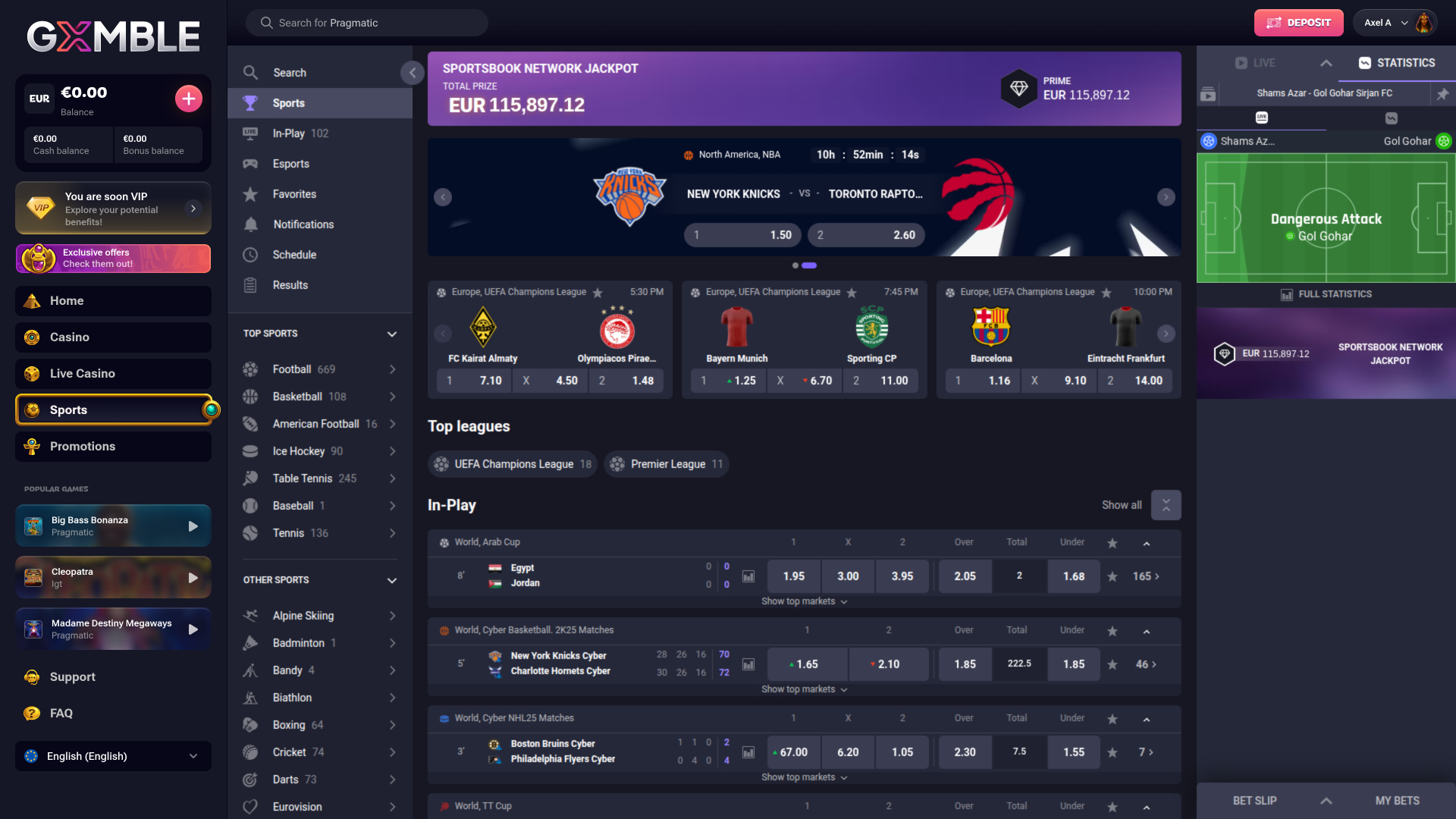 Deportes de escritorio del casino Gxmble