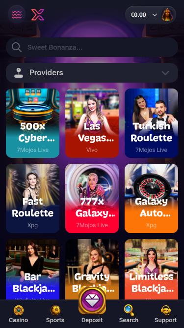 Casino móvil Gxmble con crupier en vivo