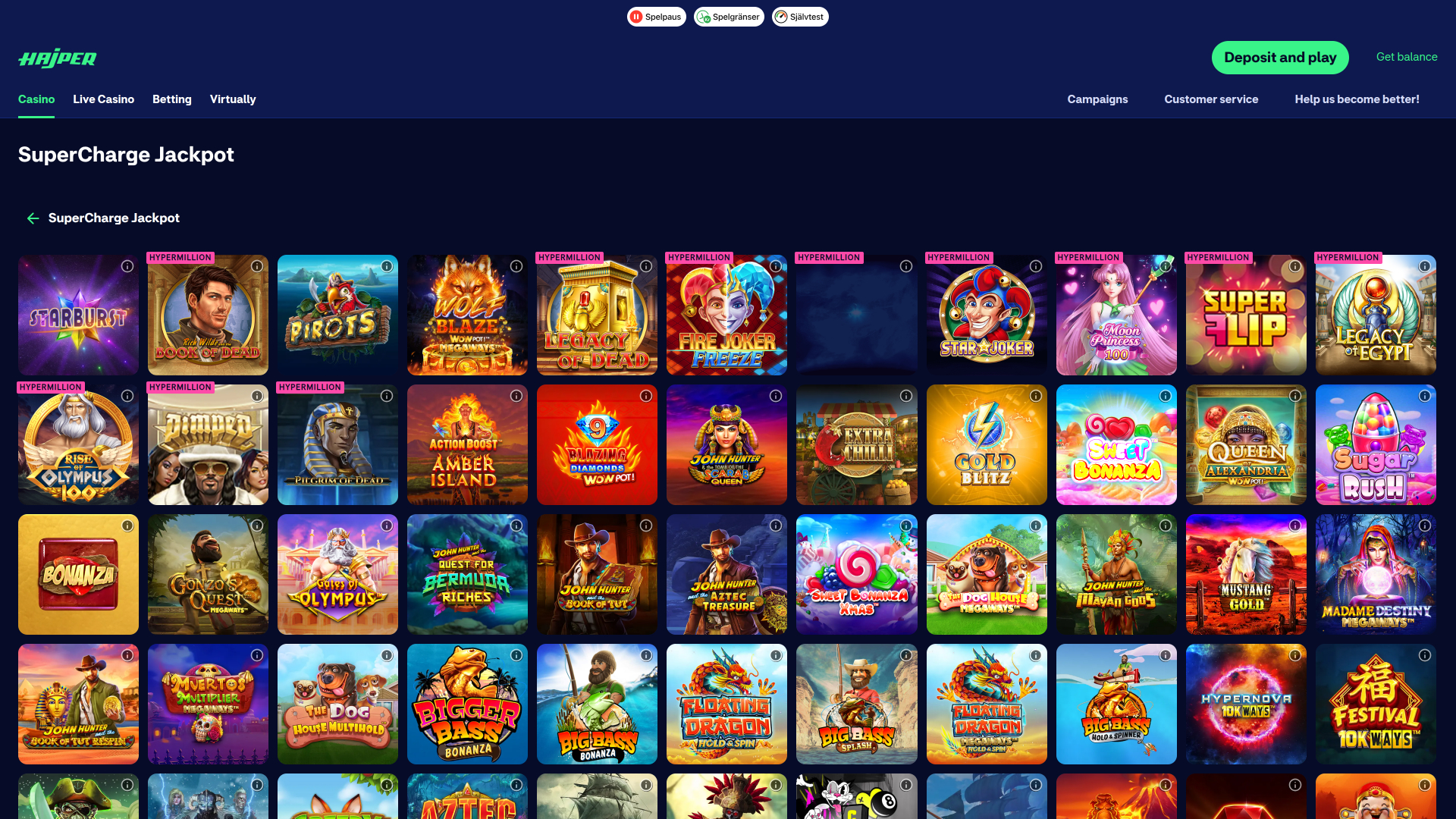 Jackpot de bureau du casino Hajper