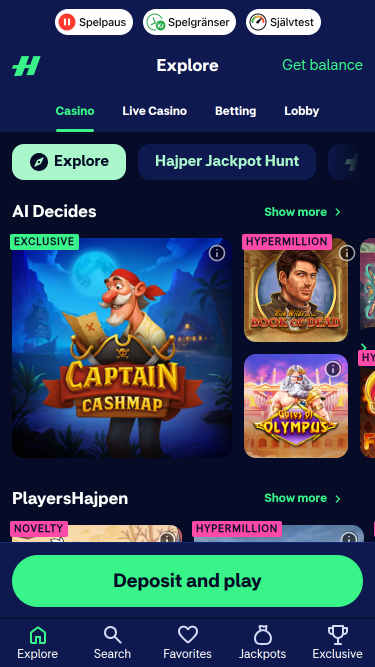 Jeux mobiles du casino Hajper