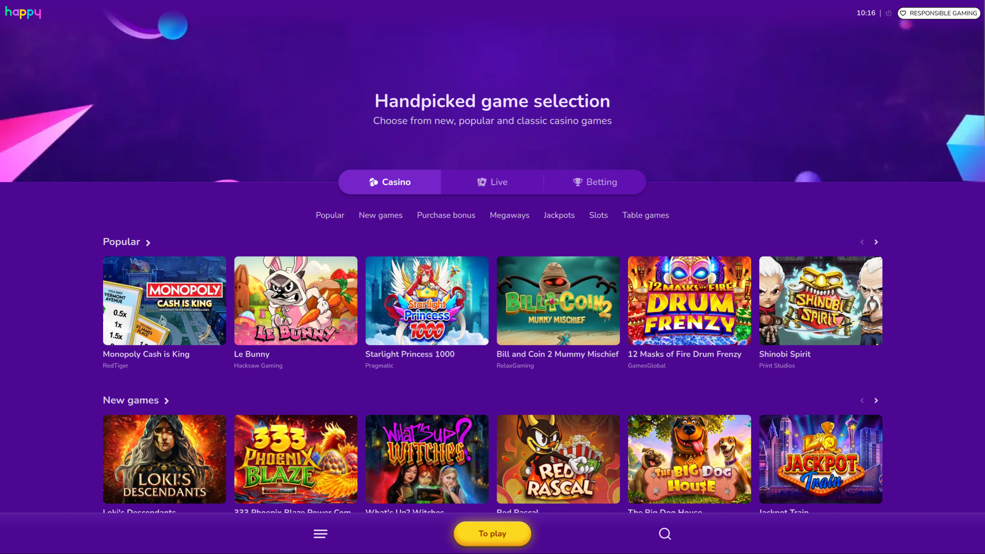 Happy Casino Desktop-Spiele