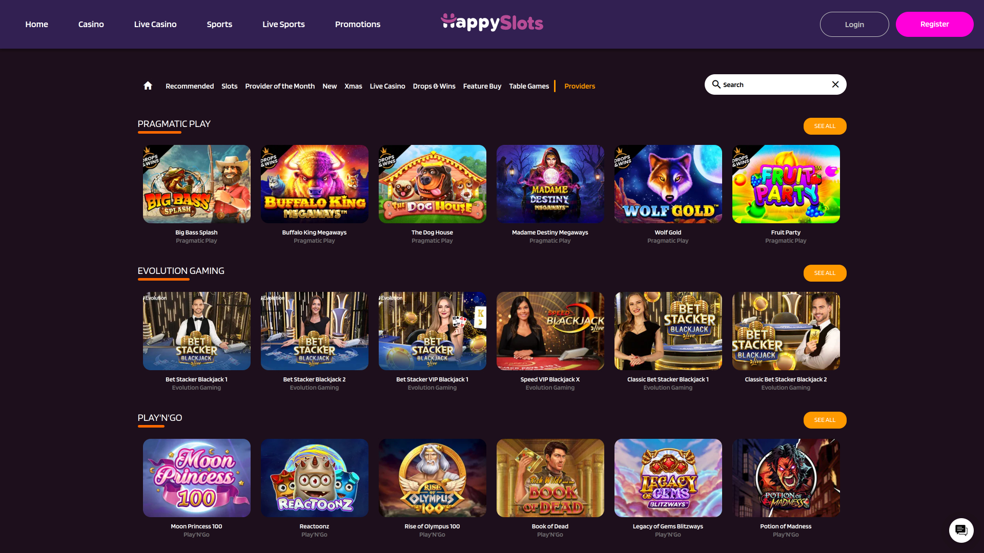 Développeurs du jeu de casino Happy Slots pour ordinateur