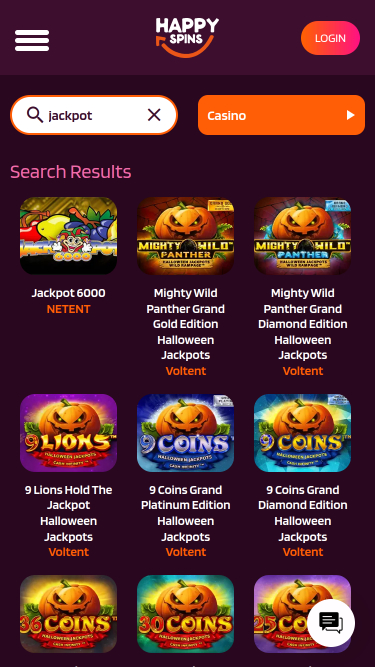 Jackpot mobile du casino Happy Spins