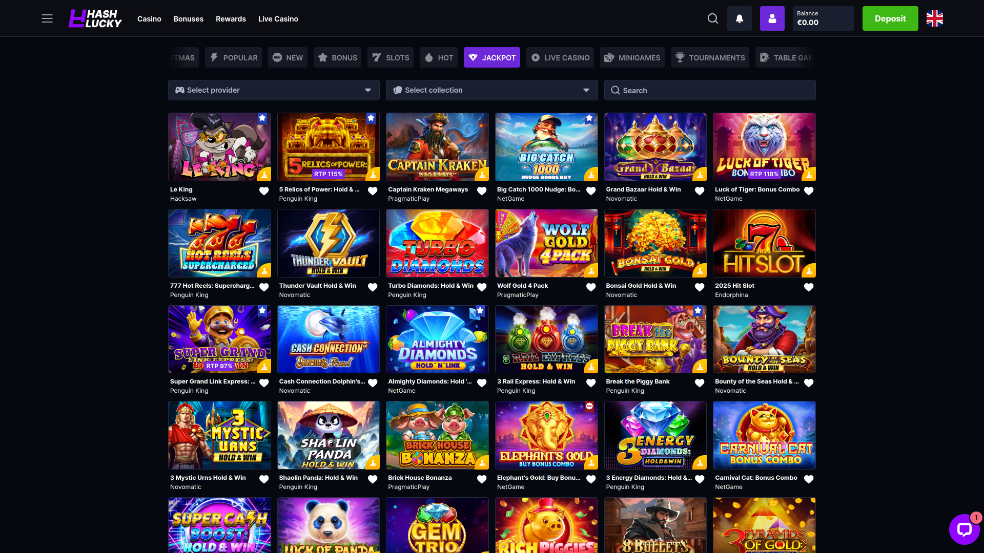 Hash Lucky Casino Desktop-Jackpot