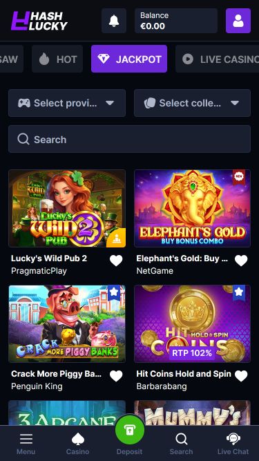 Jackpot móvil de imagen de Hash Lucky Casino