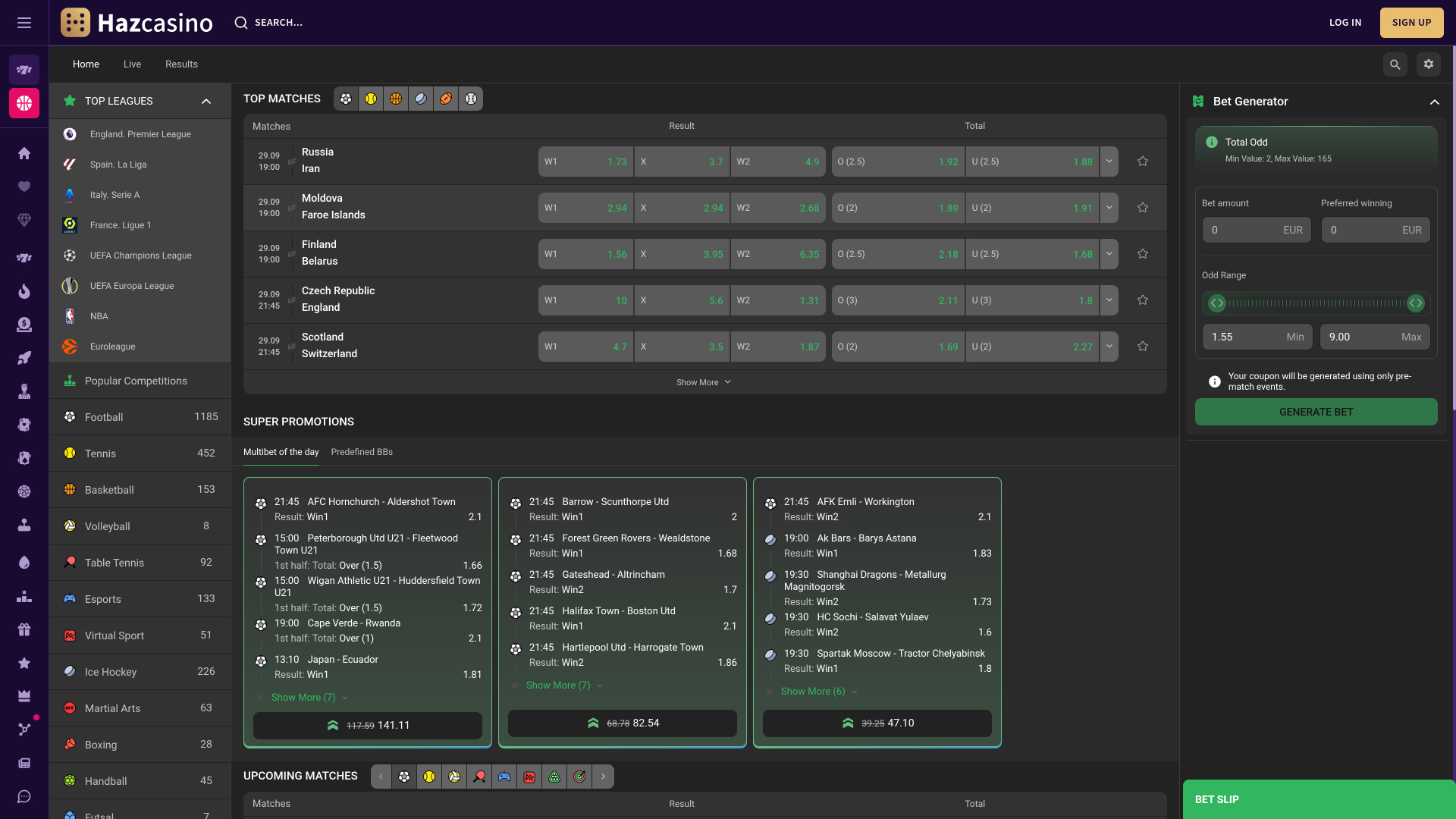 Haz Casino Desktop Sports