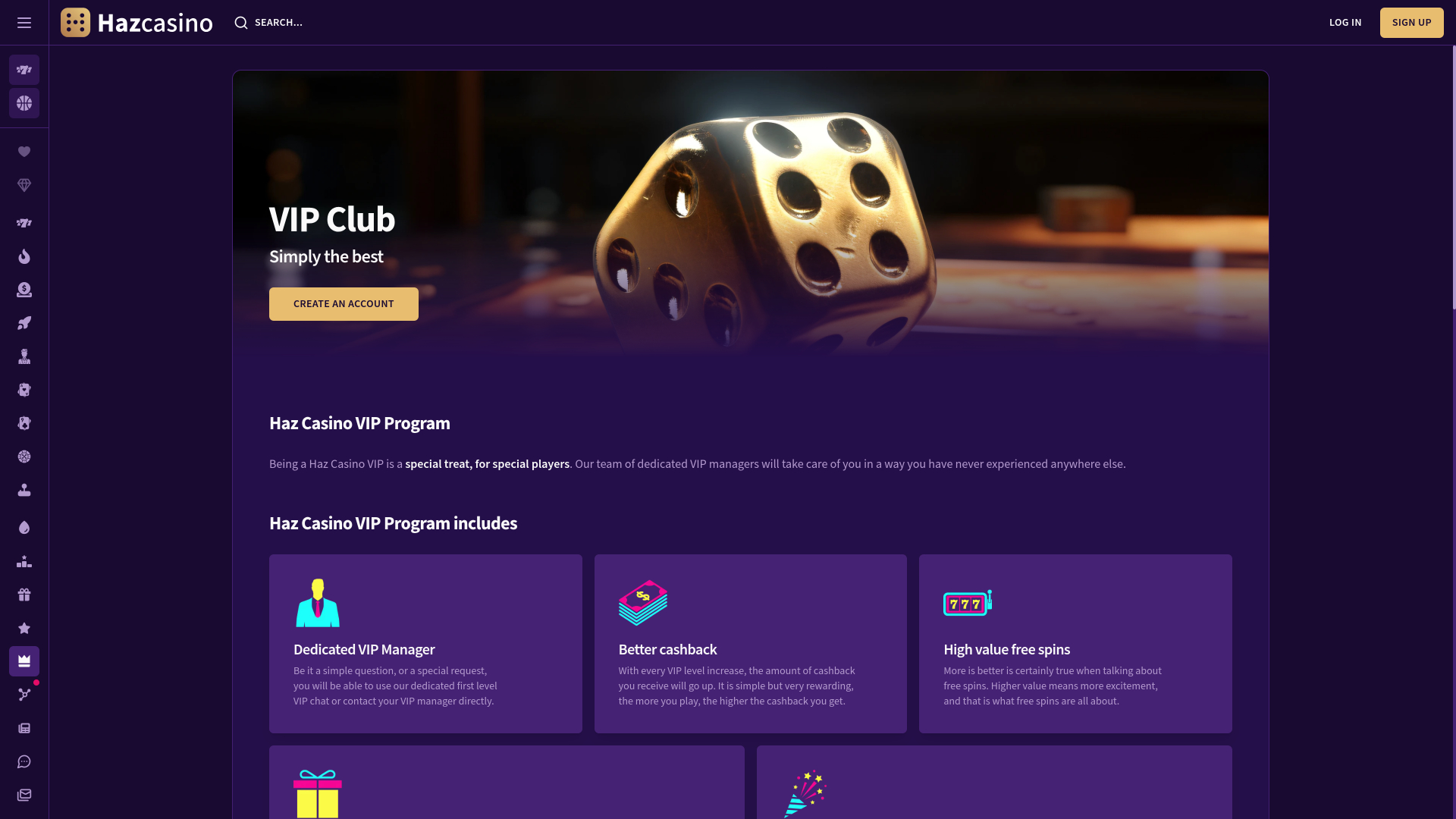 Haz Casino Desktop VIP