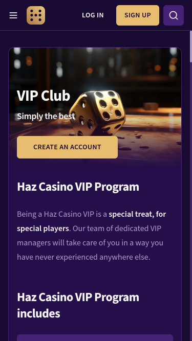Haz Casino Mobile VIP