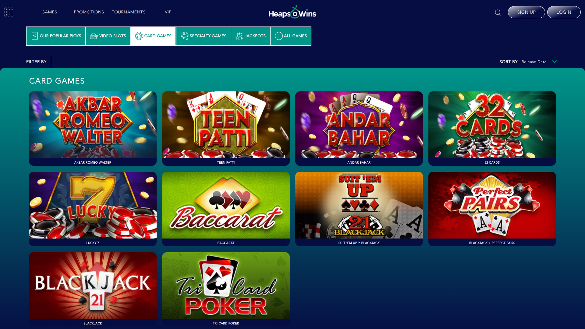 Heaps O Wins Casino Desktop Card Games