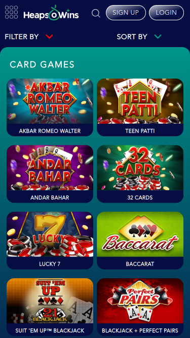 Heaps O Wins Casino Mobile Card Games