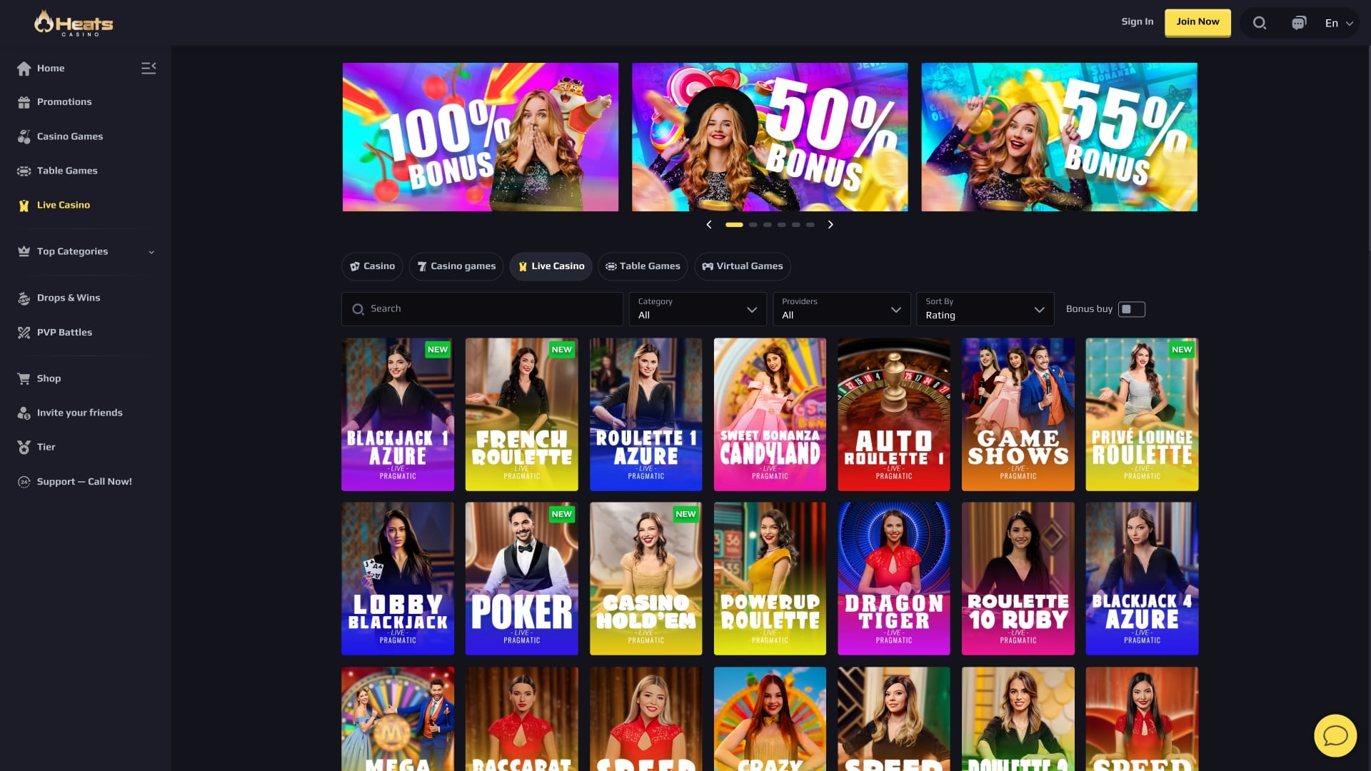 Heats Casino Croupier en direct Bureau