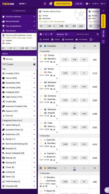 Sport di Helabet Casino Mobile