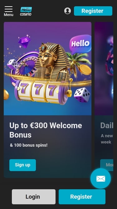 Pagina iniziale di Hello Casino Mobile