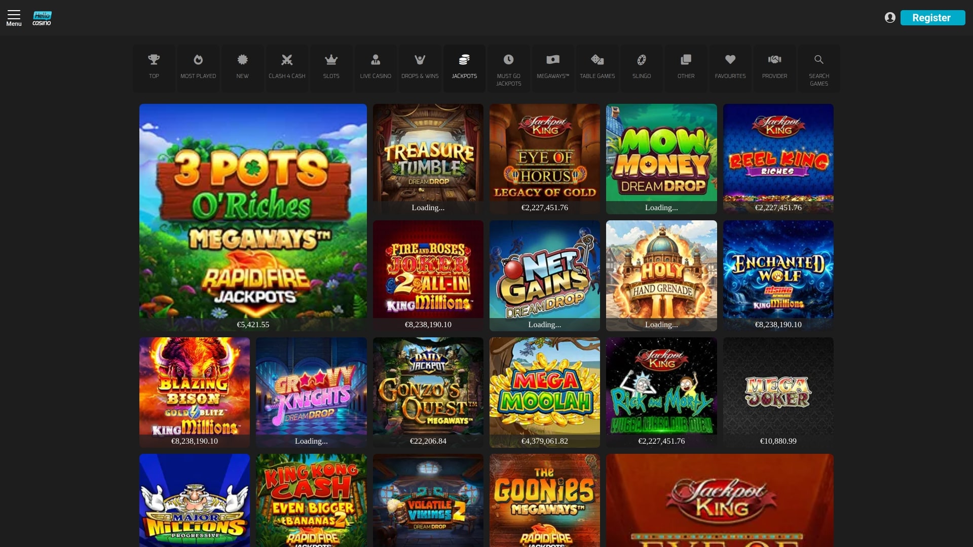 Jackpot di Hello Casino Desktop