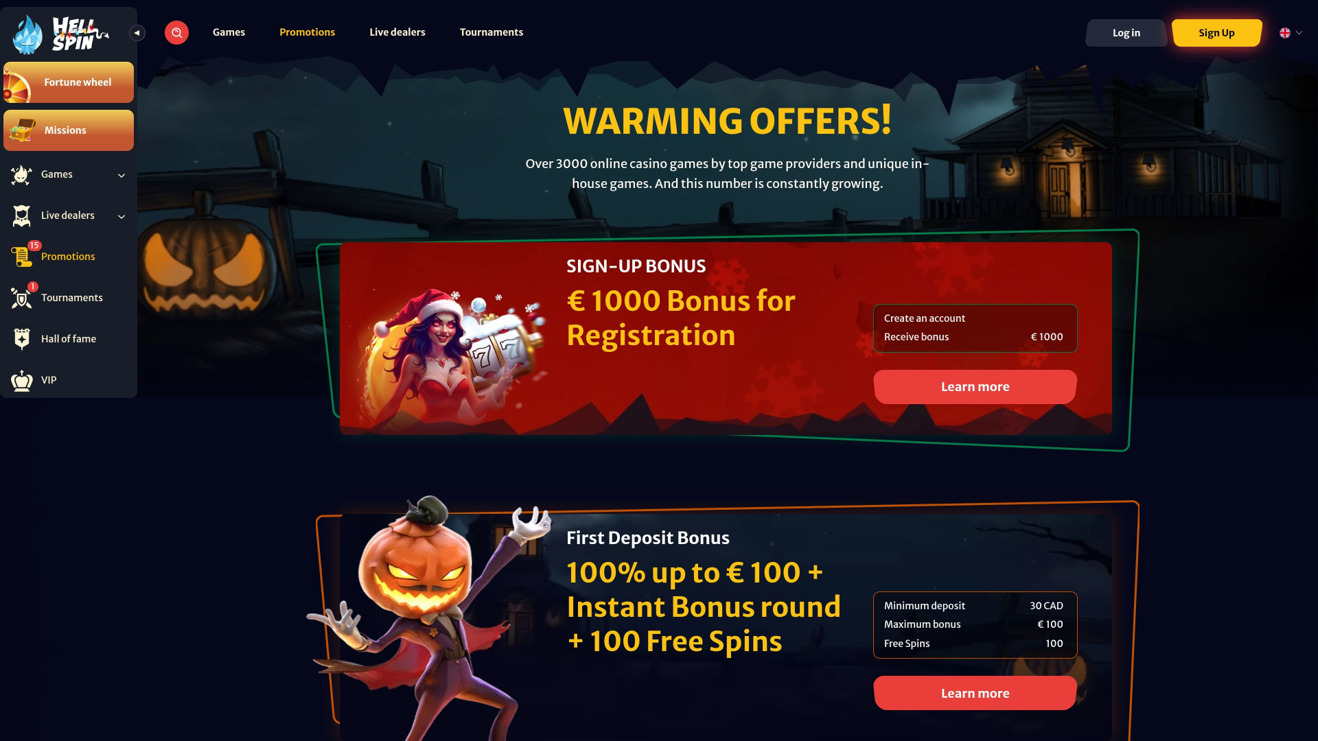 Promociones de escritorio de HellSpin Casino